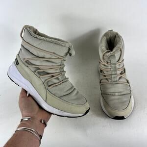 Puma Adela Puretex Winter Boots Women 7 Gray High Top Faux Fur Pull On 372262-01